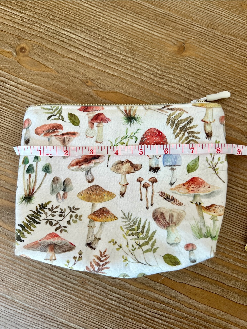 Handmade Mushroom Zipper Cosmetic Pouch Travel Bag NWT